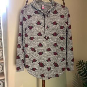 Roses Lightweight Gray Hooded Sweatshirt